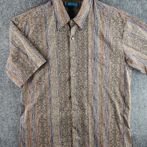 Tori Richard USA Made Medium Short Sleeve Geometric Colorful Hawaii Cotton Point - Picture 2 of 16